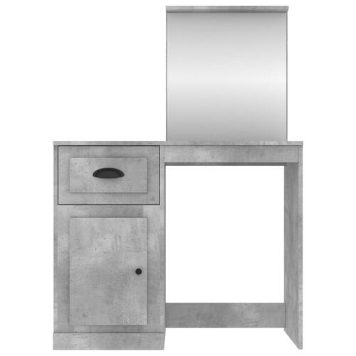 Makeupbord med spejl 90x50x132,5 cm konstrueret træ betongrå