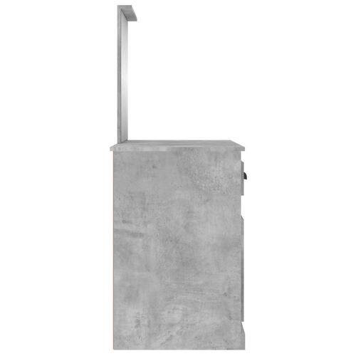 Makeupbord med spejl 90x50x132,5 cm konstrueret træ betongrå