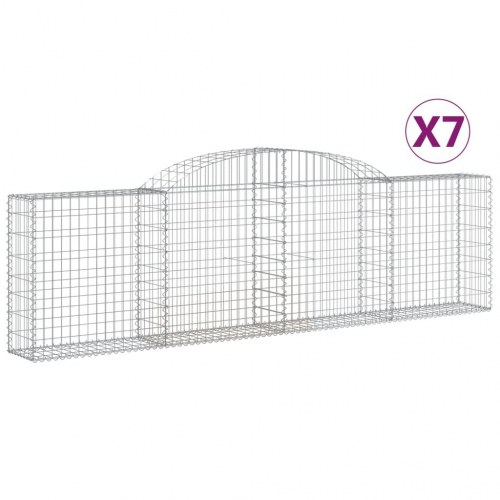 Buede gabionkurve - 7 stk. 300×30×80/100 cm i galvaniseret jern