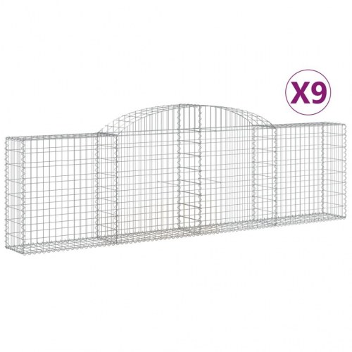 Buede gabionkurve - 9 stk. 300×30×80/100 cm i galvaniseret jern
