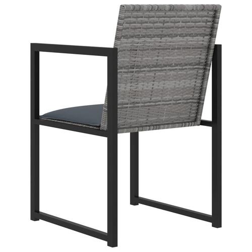 Udendørs spisebordssæt 9 dele med hynder polyrattan grå