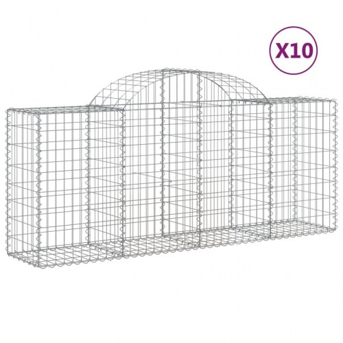 Buede gabionkurve 10 stk. 200x50x80/100 cm galvaniseret jern