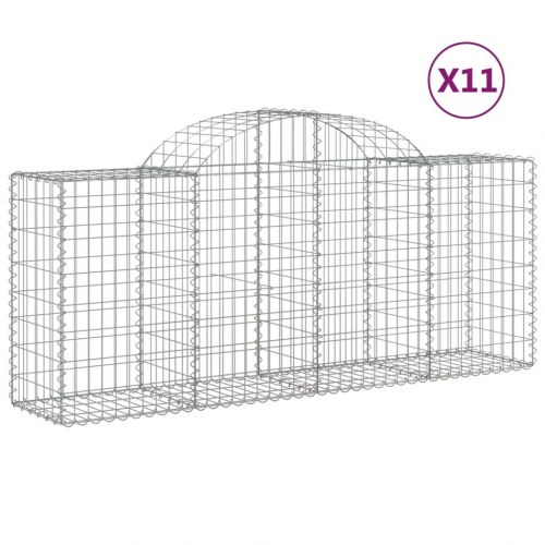 Buede gabionkurve - 11 stk. 200×50×80/100 cm i galvaniseret jern
