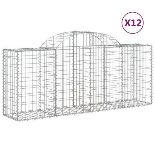 Buede gabionkurve - 12 stk. 200×50×80/100 cm i galvaniseret jern