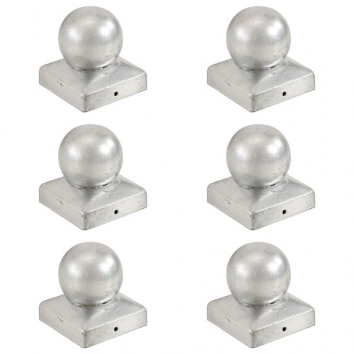 Kugleformede stolpehætter 6 stk. 81x81 mm galvaniseret metal