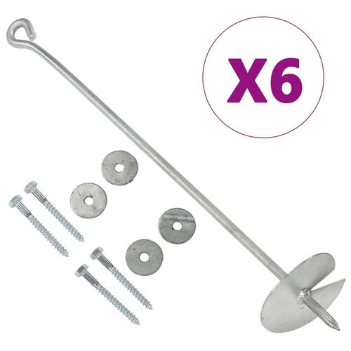 Jordankre 6 stk. 10x60 cm galvaniseret metal