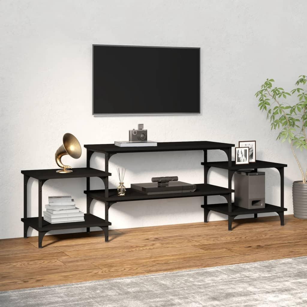 TV-bord med hylder 157 x 35 x 52 cm i sort konstrueret træ