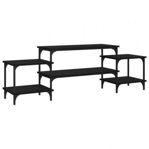 TV-bord med hylder 157 x 35 x 52 cm i sort konstrueret træ
