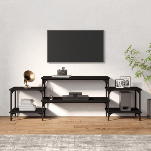 TV-bord med hylder 157 x 35 x 52 cm i sort konstrueret træ