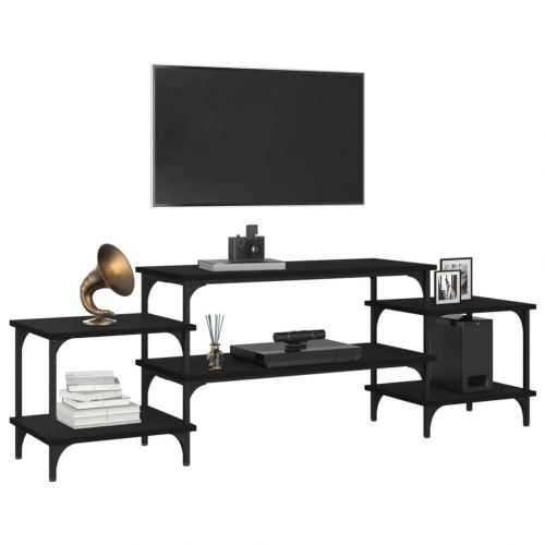 TV-bord med hylder 157 x 35 x 52 cm i sort konstrueret træ