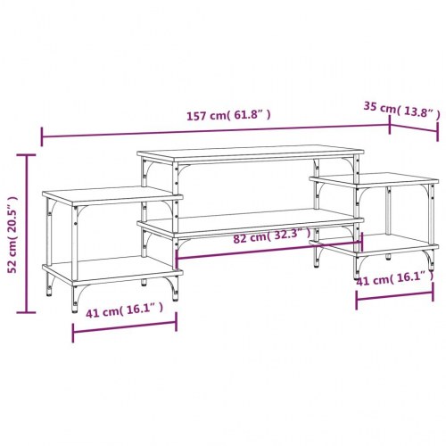 TV-bord med hylder 157 x 35 x 52 cm i sort konstrueret træ