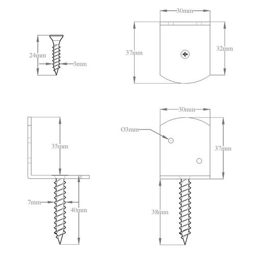 Beslag til hegnspanel 48 stk. L-formet galvaniseret metal