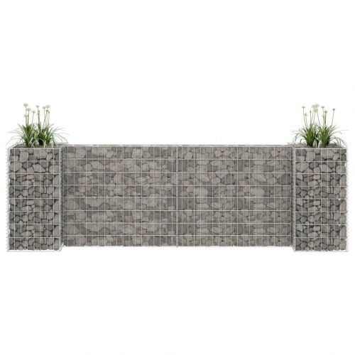 H-formet gabion-plantekasse 260 × 40 × 80 cm - stål, sølvfarvet