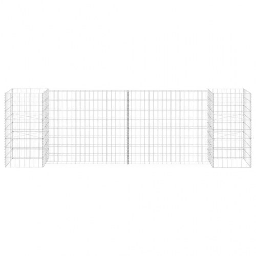H-formet gabion-plantekasse 260 × 40 × 80 cm - stål, sølvfarvet
