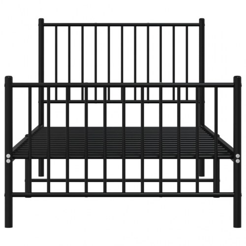 Sengeramme med gavl og fodgærde 90×190 cm - metal, sort