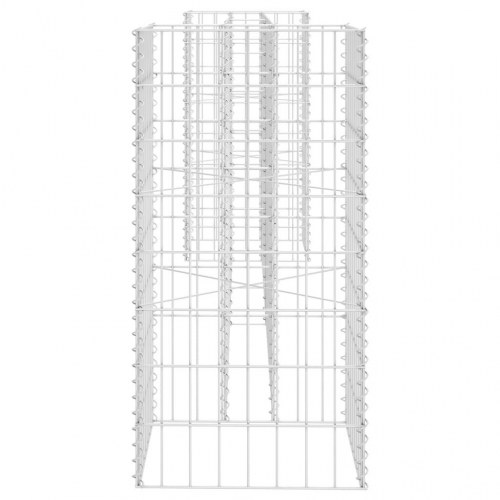 H-formet gabion-plantekasse 260 × 40 × 80 cm - stål, sølvfarvet
