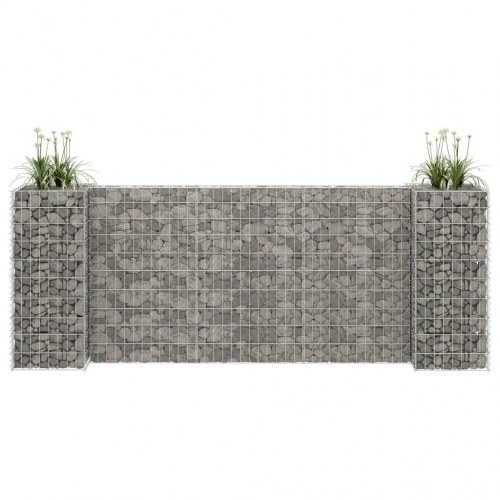 H-formet gabion-plantekasse 260 × 40 × 100 cm - stål, sølvfarvet