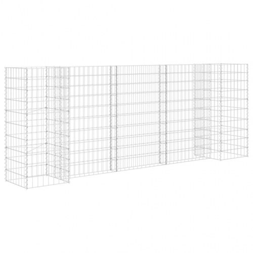 H-formet gabion-plantekasse 260 × 40 × 100 cm - stål, sølvfarvet