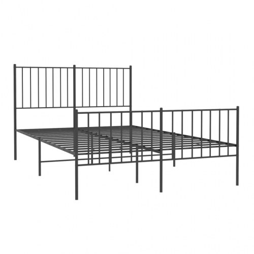 Sengeramme med sengegavl og fodgærde 120x190 cm - metal, sort