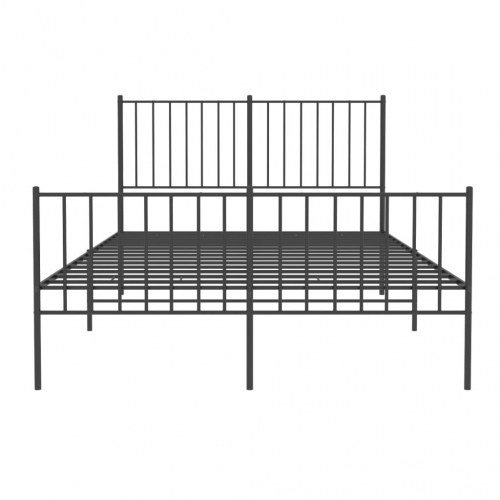 Sengeramme med sengegavl og fodgærde 120x190 cm - metal, sort