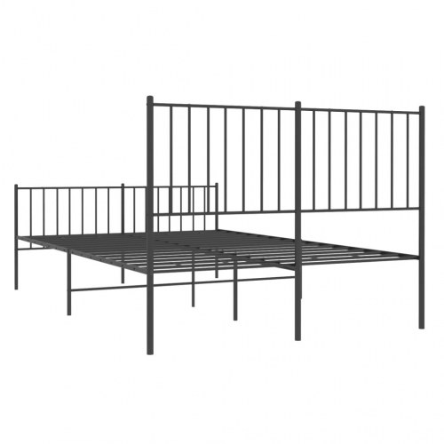 Sengeramme med sengegavl og fodgærde 120x190 cm - metal, sort