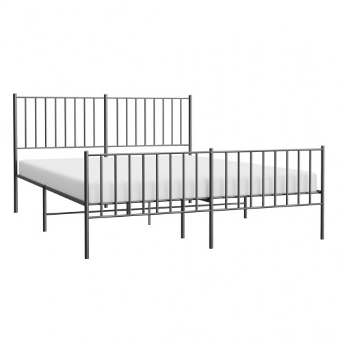 Sengeramme med sengegavl og fodgærde 140×190 cm - metal, sort