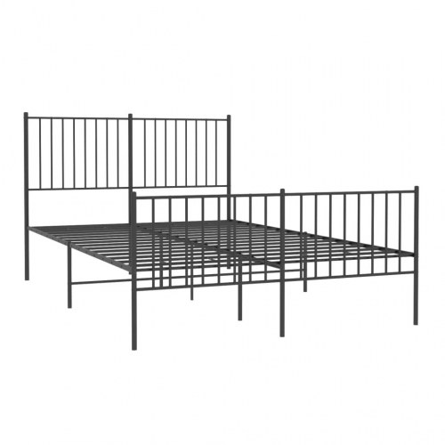 Sengeramme med sengegavl og fodgærde 140×190 cm - metal, sort