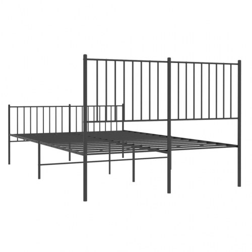 Sengeramme med sengegavl og fodgærde 140×190 cm - metal, sort