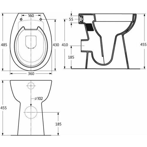 Højt toilet uden kant soft close 7 cm højere keramik sort