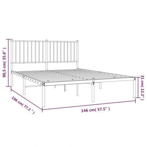 Sengeramme med sengegavl 140 x 190 cm - sort metal