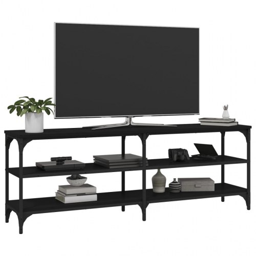 Tv-bord 140x30x50 cm konstrueret træ sort