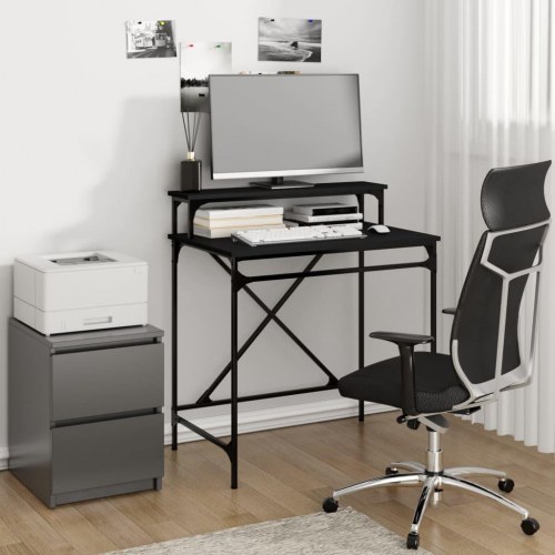 Skrivebord i sort konstrueret træ og jern - 80 × 50 × 90 cm