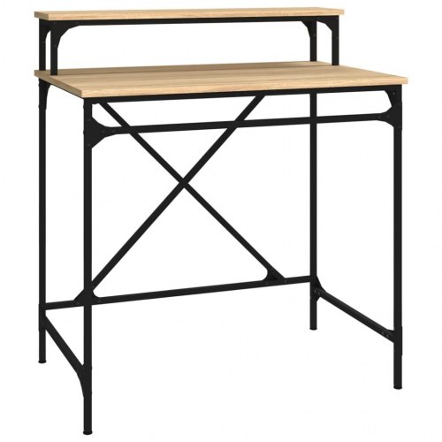 Skrivebord 80 × 50 × 90 cm - konstrueret træ og jern, sonoma-eg