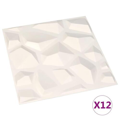 Vægpaneler 12 stk. 3D 0,5x0,5 m 3 m²