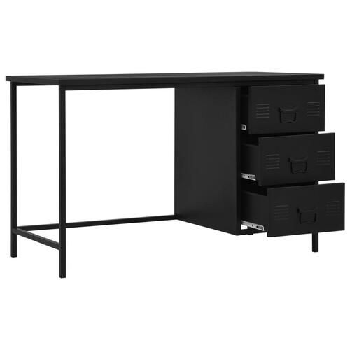 Skrivebord med skuffer industriel 120 x 55 x 75 cm stål sort