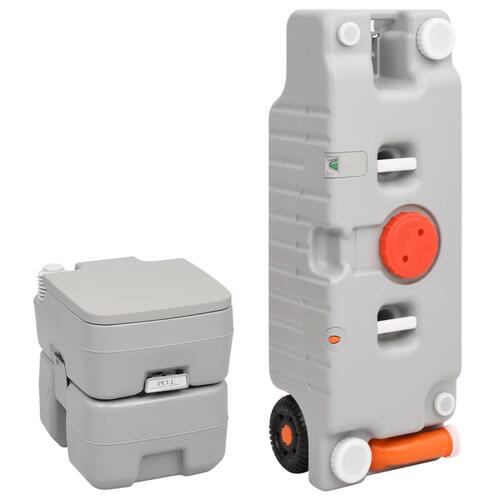 Transportabelt campingtoilet og vandbeholder