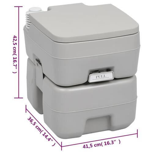Transportabelt campingtoilet og vandbeholder