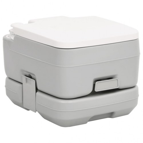 Transportabelt campingtoilet 10+10 l HDPE grå og hvid