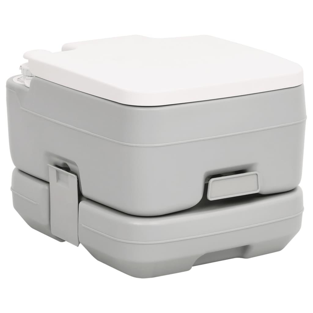Transportabelt Campingtoilet 10 10 L Hdpe Grå Og Hvid