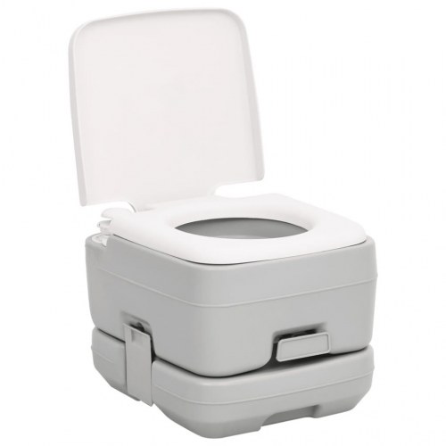 Transportabelt campingtoilet 10+10 l HDPE grå og hvid