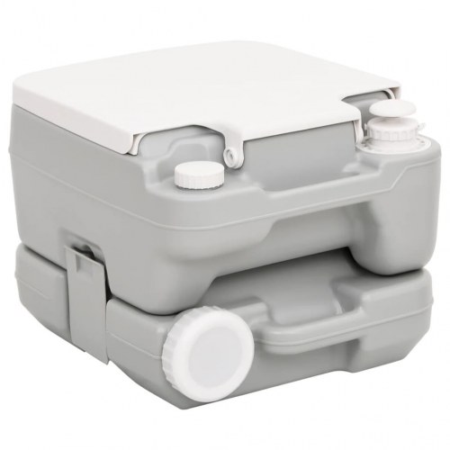 Transportabelt campingtoilet 10+10 l HDPE grå og hvid