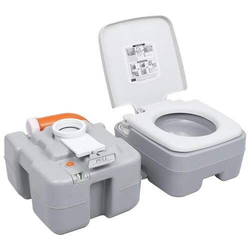 Transportabelt campingtoilet og vandbeholder
