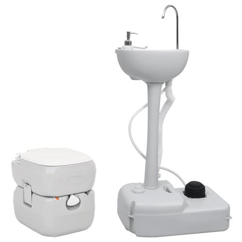 Transportabelt campingtoilet og håndvask
