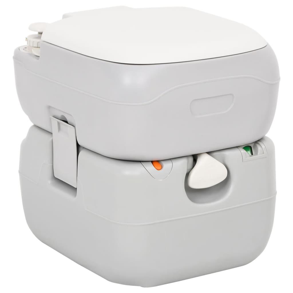 Transportabelt Campingtoilet 22+12 L Hdpe Grå Og Hvid