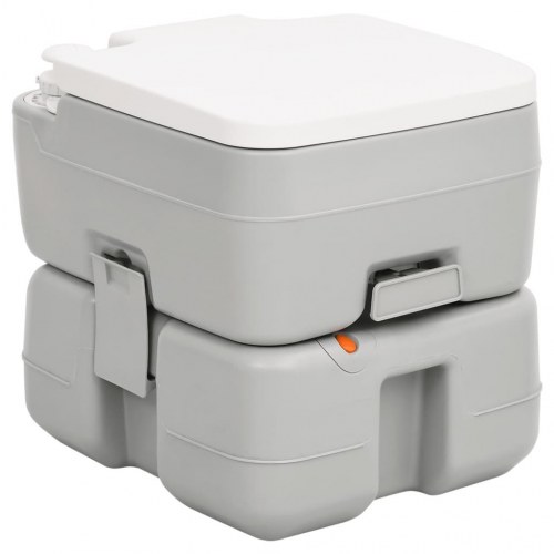 Transportabelt campingtoilet 15+10 l HDPE grå og hvid