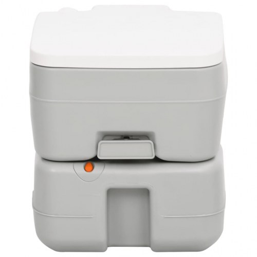 Transportabelt campingtoilet 15+10 l HDPE grå og hvid