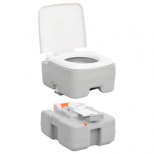 Transportabelt campingtoilet 15+10 l HDPE grå og hvid