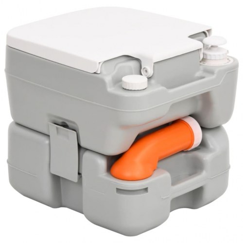 Transportabelt campingtoilet 15+10 l HDPE grå og hvid
