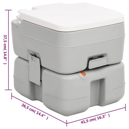 Transportabelt campingtoilet 15+10 l HDPE grå og hvid