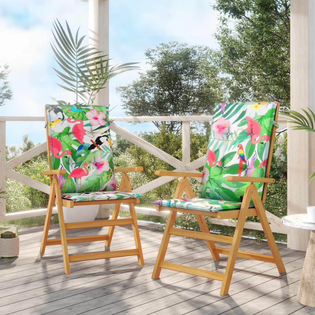 Stolehynder med høj ryg 2 stk. 120x50x3 cm stof flerfarvet billede